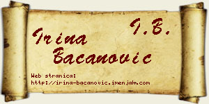 Irina Bacanović vizit kartica